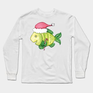 Santa Christmas Fish Long Sleeve T-Shirt